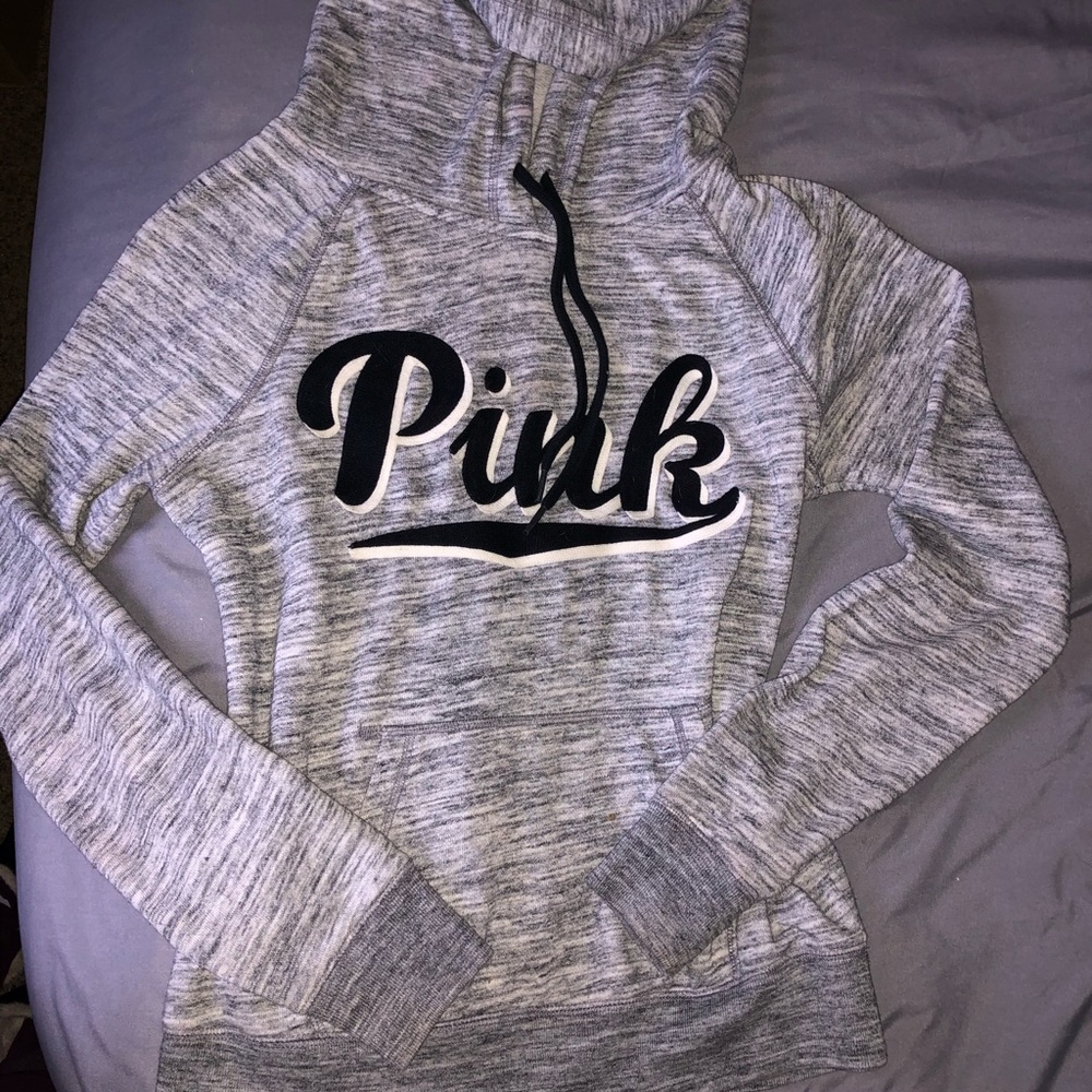 🩷VS Pink Heather Grey Hoodie Size S